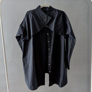 Nike Every Stitch Considered Oversized Layered Black Button Down Shirt Sz M